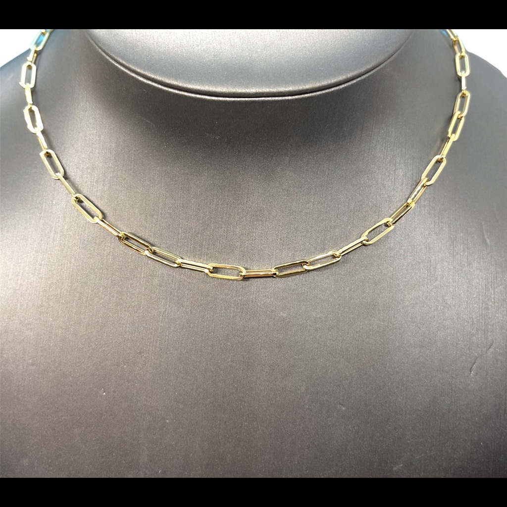 14k Gold Paper Clip Necklace